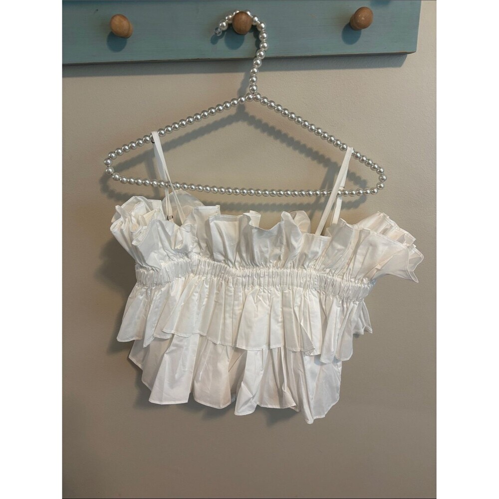 NEW Mable size medium White Ruffled Crop Top